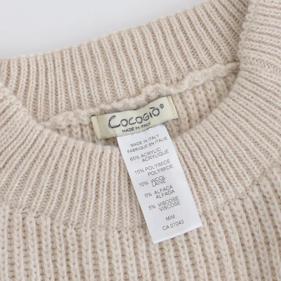 Cocogio Made In Italy 10% Wool Cream Knit Sweater Dress Size Medium - Picture 10 of 10